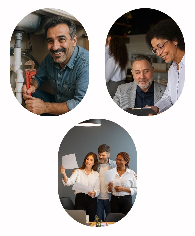 Trades professional and employment support staff with job seekers at Thornhill Employment Hub